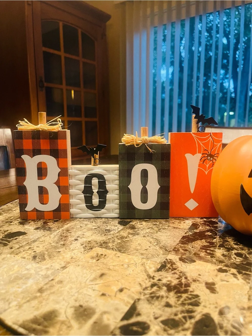 Halloween Block Pumpkin Set - Orange, Green, White, Black